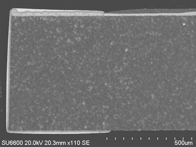 SEM image showing the termination of a typical thick film chip resistor